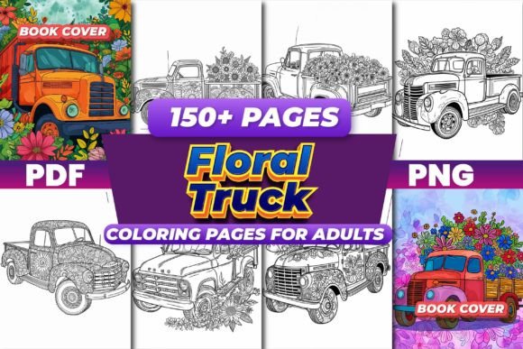 Download Floral Truck Coloring Pages for Adults - Floral Collection