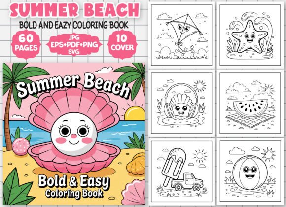 Download Summer Beach Bold and Easy Coloring Book - Easy coloring book Collection