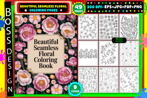 Download Beautiful Seamless Floral Coloring Pages - Floral Collection