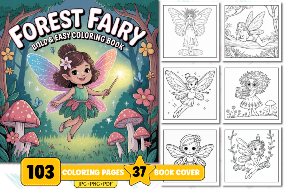 Download Forest Fairy Bold &amp; Easy Coloring Book - Easy coloring book Collection
