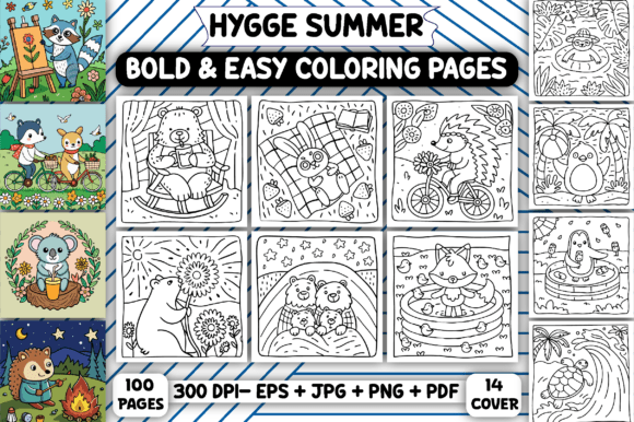 Download Hygge Summer: Bold &amp; Easy Coloring Book - Easy coloring book Collection