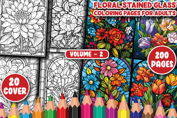 Download 200 Floral Stained Glass Coloring Pages - Floral Collection