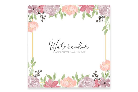 Download Watercolor Square Rose Floral Frame - Floral Collection