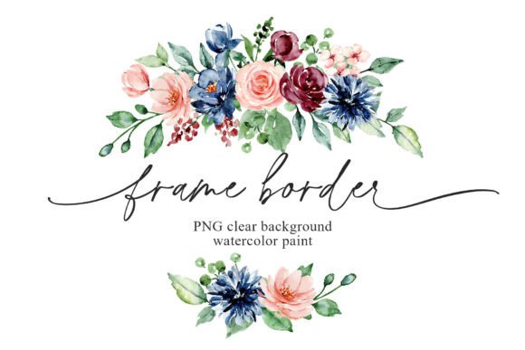 Download Floral Frame Border, Pink Blue Flowers. - Floral Collection