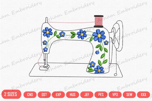 Download Vintage Floral Sewing Machine - Floral Collection