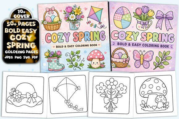 Download Cute Spring Bold and Easy Coloring Book - Easy coloring book Collection