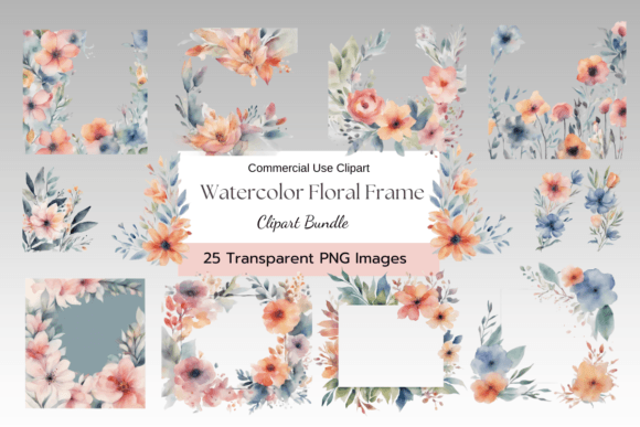 Download Dreamy Coral Watercolor Floral Frame PNG - Floral Collection