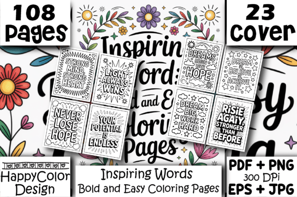 Download Inspiring Word Bold &amp; Easy Coloring Book - Easy coloring book Collection