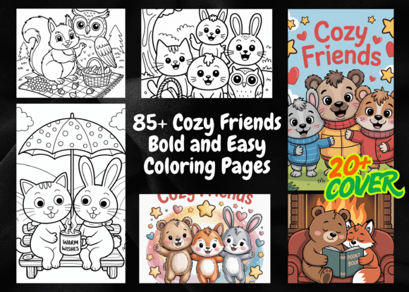 Download Cozy Friends Bold and Easy Coloring Book - Easy coloring book Collection