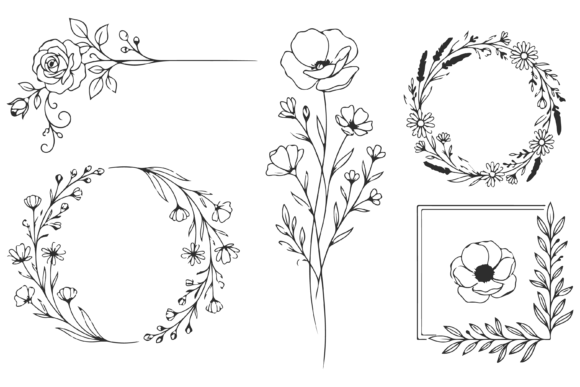 Download Set of Floral Frame and Decorative Icon - Floral Collection