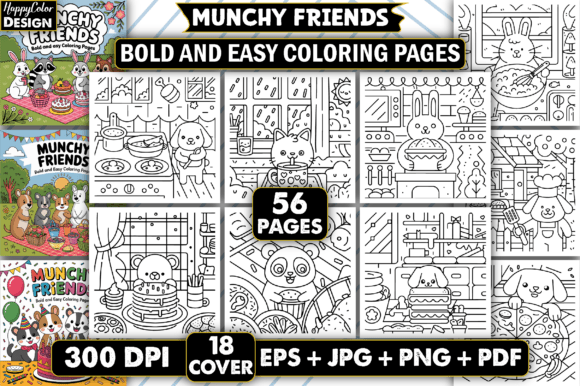 Download Munchy Friends Bold &amp; Easy Coloring Book - Easy coloring book Collection