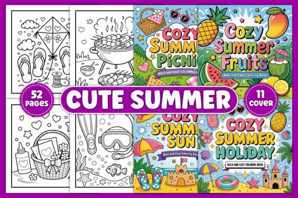 Download Cute Summer Bold and Easy Coloring Book - Easy coloring book Collection